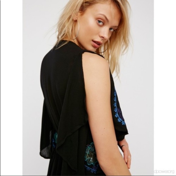 Free People Black Cora flows tunic dress Embroidered NWT - Picture 5 of 6